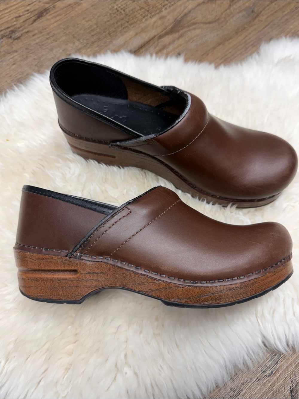 Dansko Brown Leather Slip-On Clogs size 38
